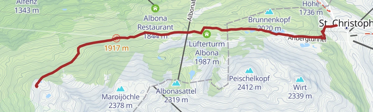 Route map: Kaltenberg Hütte, 2089 m